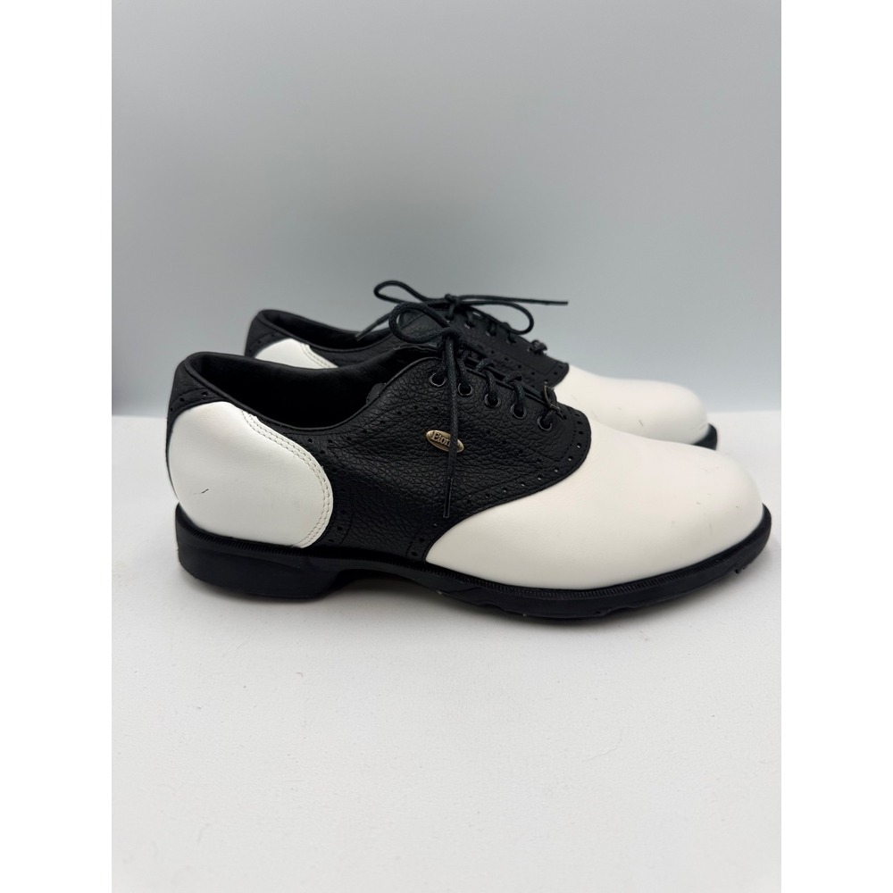 Etonic Golf Shoes Mens 7 Black White  Saddle Oxford Gore-Tex Spiked G11276